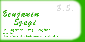 benjamin szegi business card